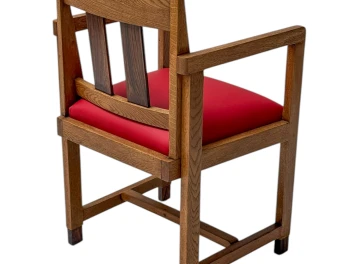 Art Deco Modernist Armchair with Red Leather Seat, 1920s